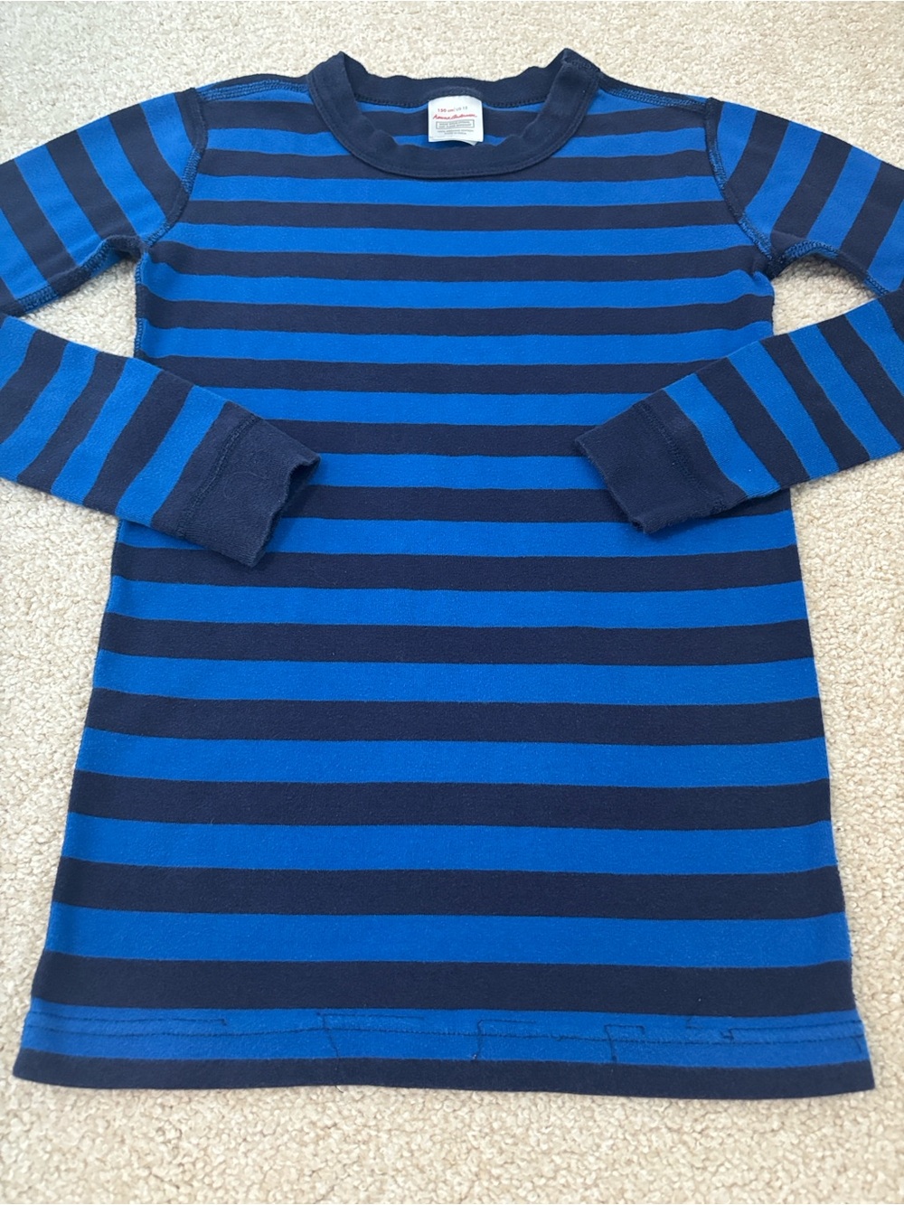 Hanna Andersson Blue/Navy striped Long John Pajamas In Organic Cotton size 150 - Picture 9 of 10